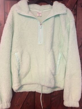 Cozy Sherpa Half-Zip Pullover in Mint